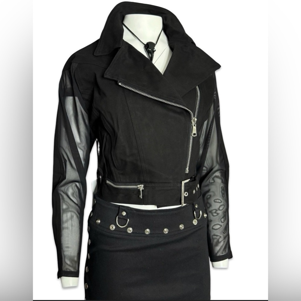 Widow NWT shadow play oversized Black Sheer Mesh panel Sleeve Back Jacket Goth